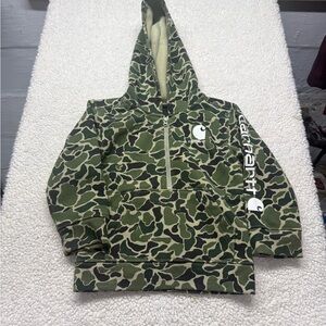 Carhartt Kids Camo Hoodie - Green, quarter zip size 2T